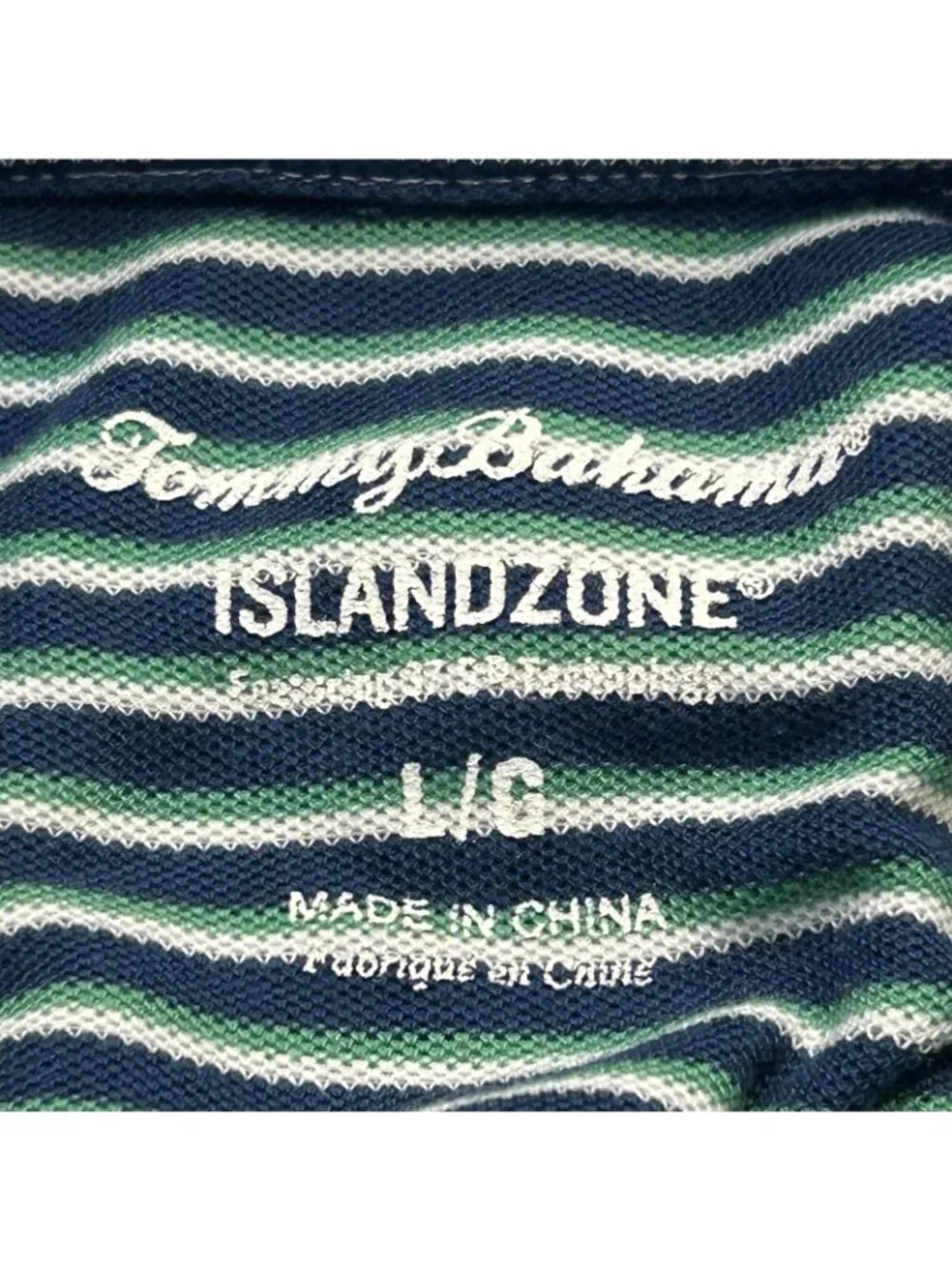 Tommy Bahama Polo Shirt Mens Large Blue Green Stripe IslandZone Marlin Golf - Picture 6 of 11